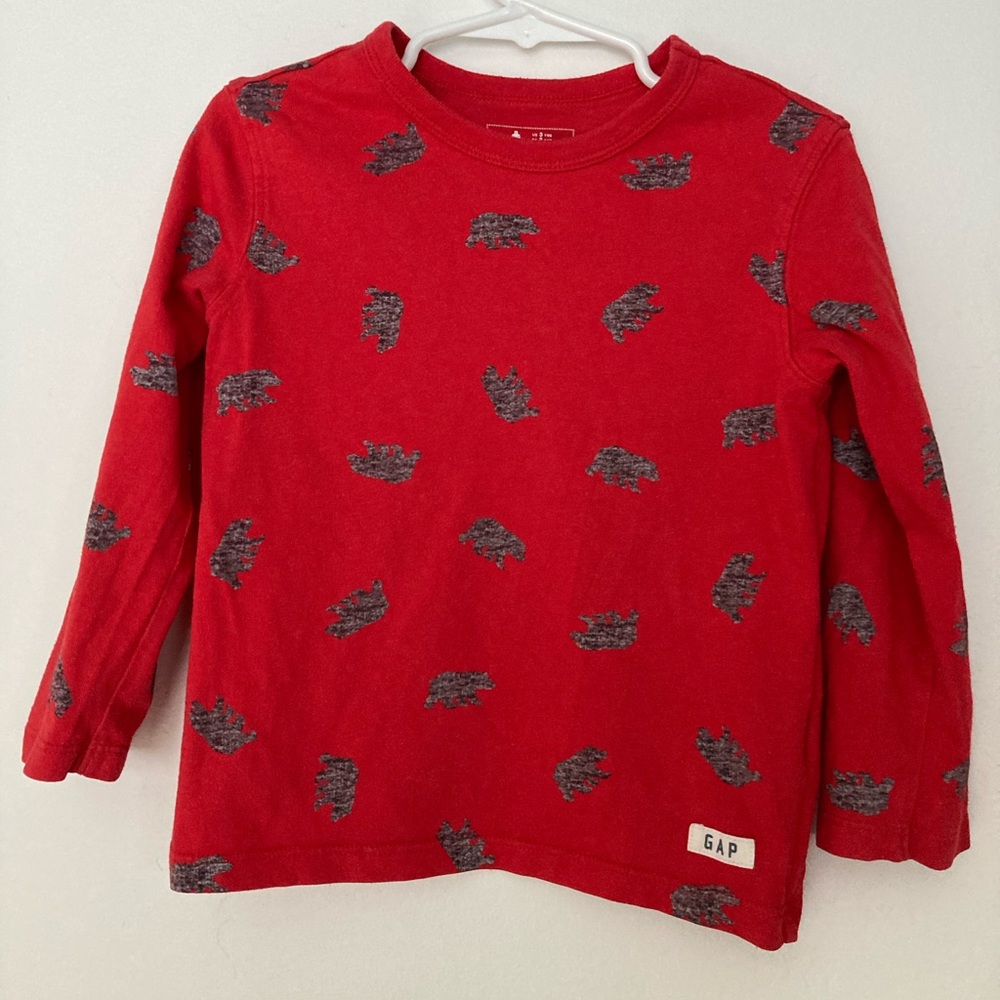 3T GAP Bear Print Long Sleeve Tee